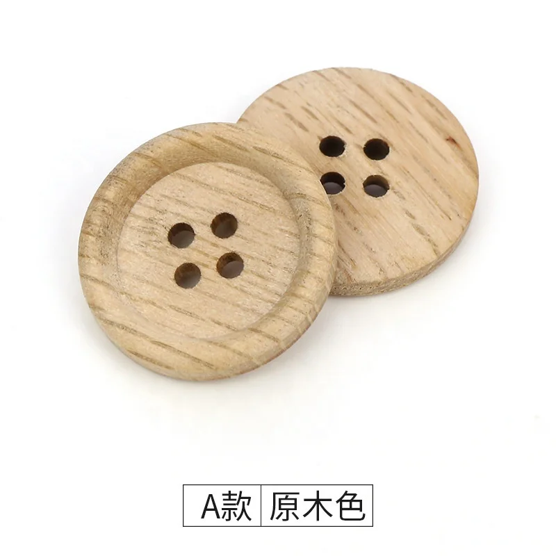 Custom 25mm Round Wooden Buttons Sewing Flatback Button 4 holes assorted colour for Garment DIY