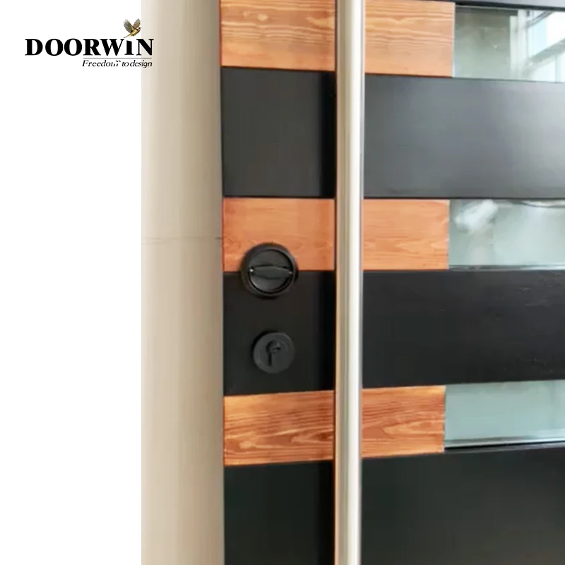 Aluminum frame glass exterior door for house security gate wooden front exterior entry door by Doorwin Windows Inc