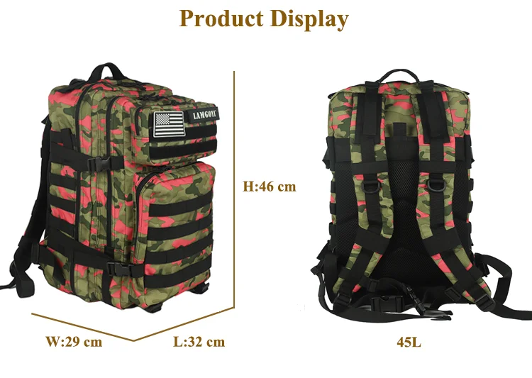 Wholesale Custom Logo Waterproof Fashion Popular Fitness Outdoor Sports 900D Oxford Rose Camo Tactical Backpack