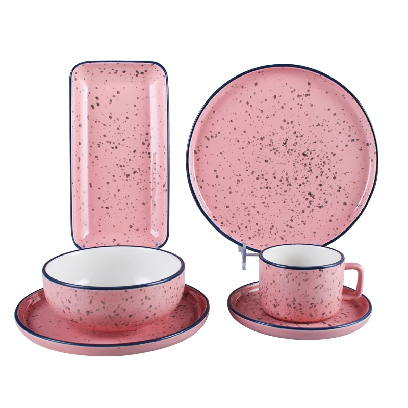 Internet red retro-style dishes set home new ceramic dishes dishes and chopsticks creative health underglaze color tableware set