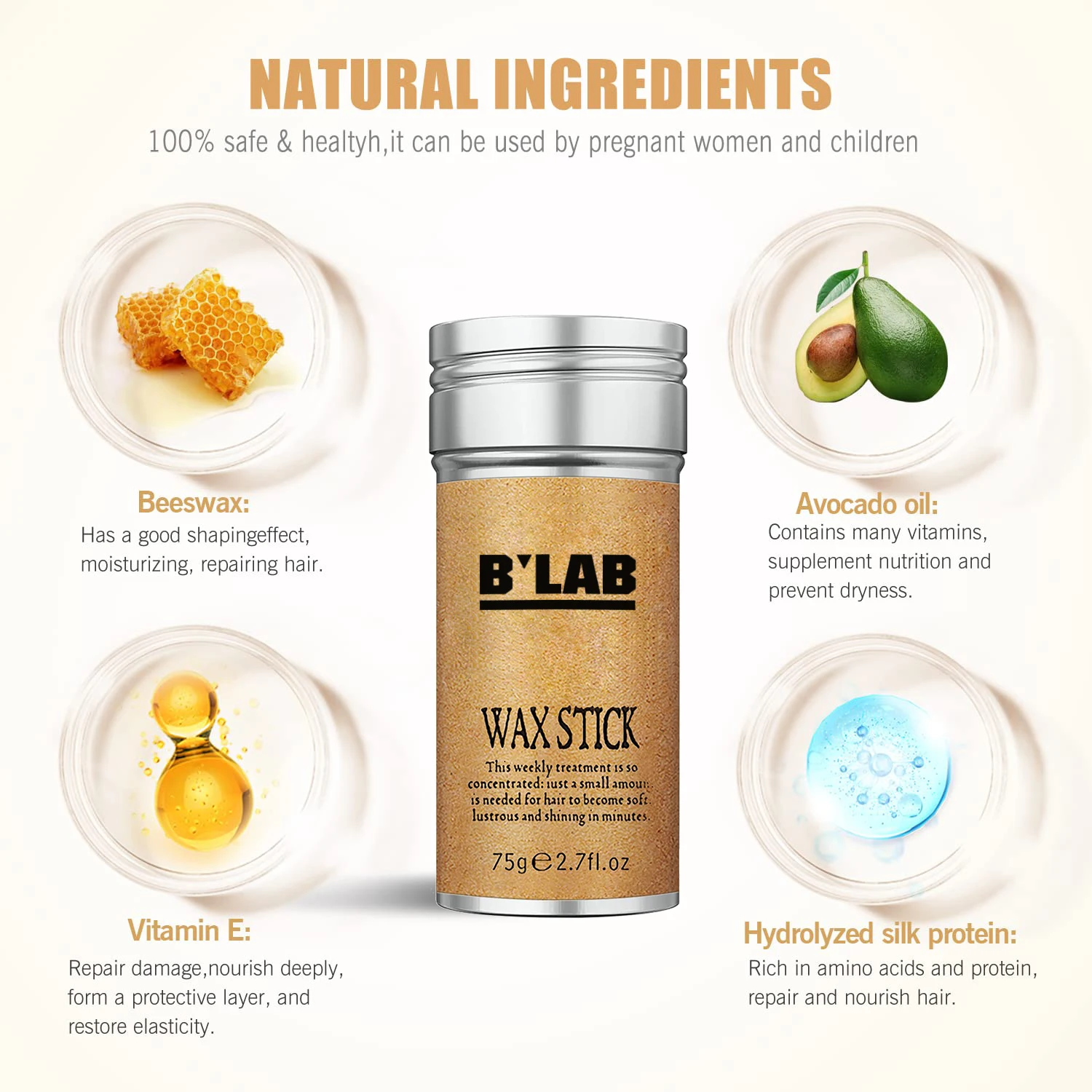 Private Label Hair Stick Wax for Edge Control Hair Styling Wax Stick for Men and Women Strong Hold Matte Clay for Hair Stick Wax