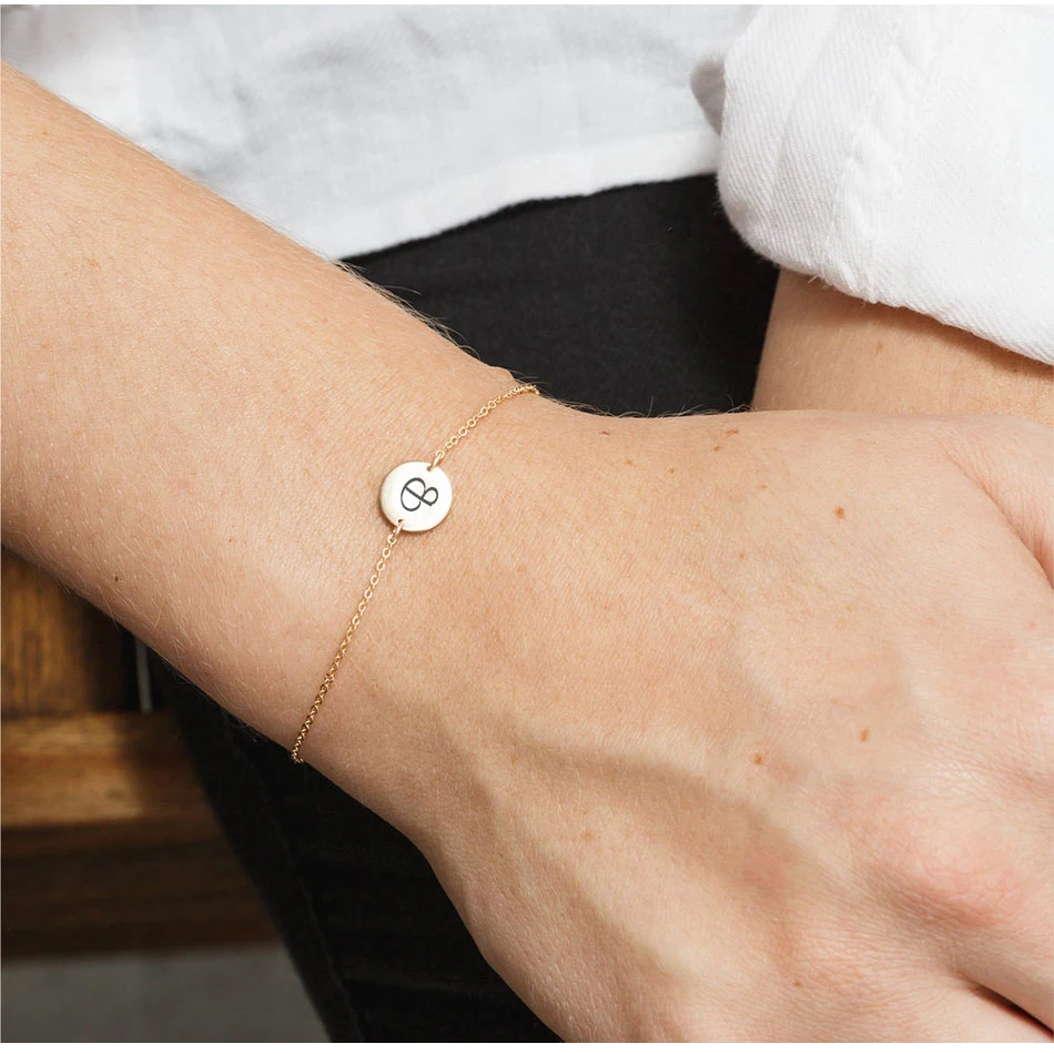 eManco INS Hot sale best quality initial letter pendant charm gold stainless steel a to z alphabet bracelet 6MM