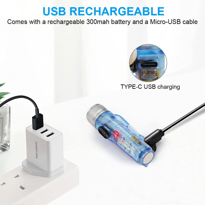 Карманный миниатюрный фонарик Usb перезаряжаемый Магнитный брелок для ключей светодиодный светильник cob