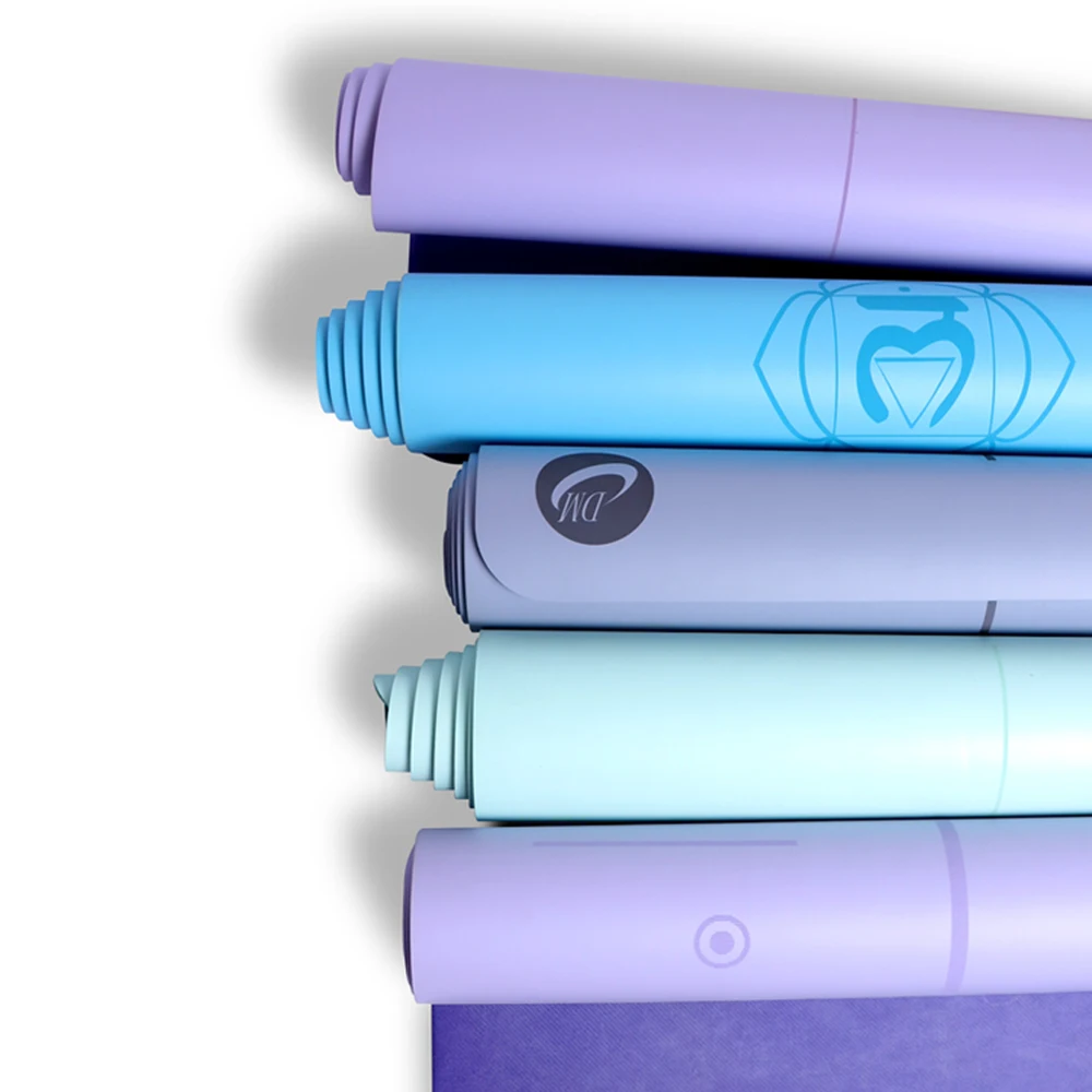 PU rubber yoga mat with alignment system, Warrior-like Grip, Non-slip, Eco-friendly