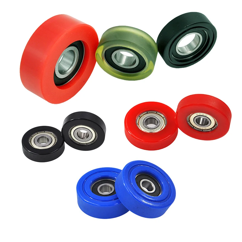 SEMEI Polyurethane Wheels Roller Rubber Coated Bearings PU60832-12 8x32x12mm PU Roller Bearing for Industry Belt Conveyor Slides