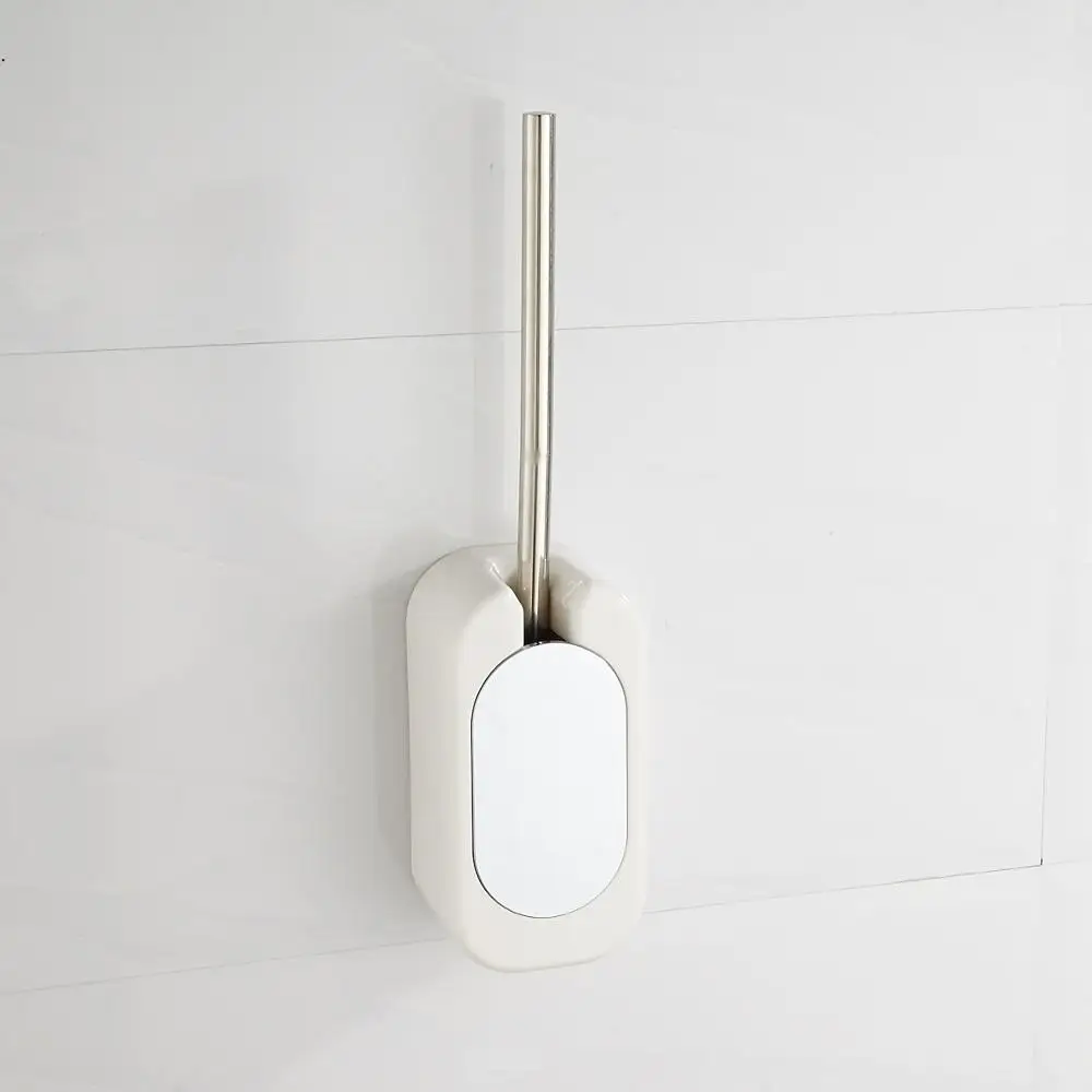 Decorative stainless Steel Handle Deep Cleaning ABS adhesive plastic toilet brush holder