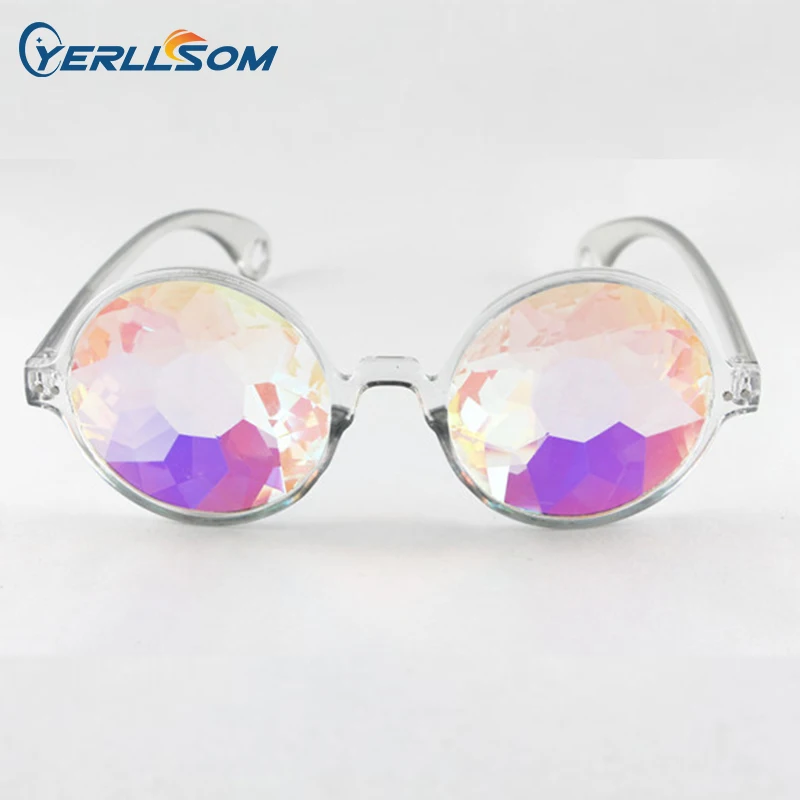 Kaleidoscope Concert Sunglasses Glass Prism Mosaic Eyewear Night Show Costume Matching Kids Sunglasses PC Children Unisex Round