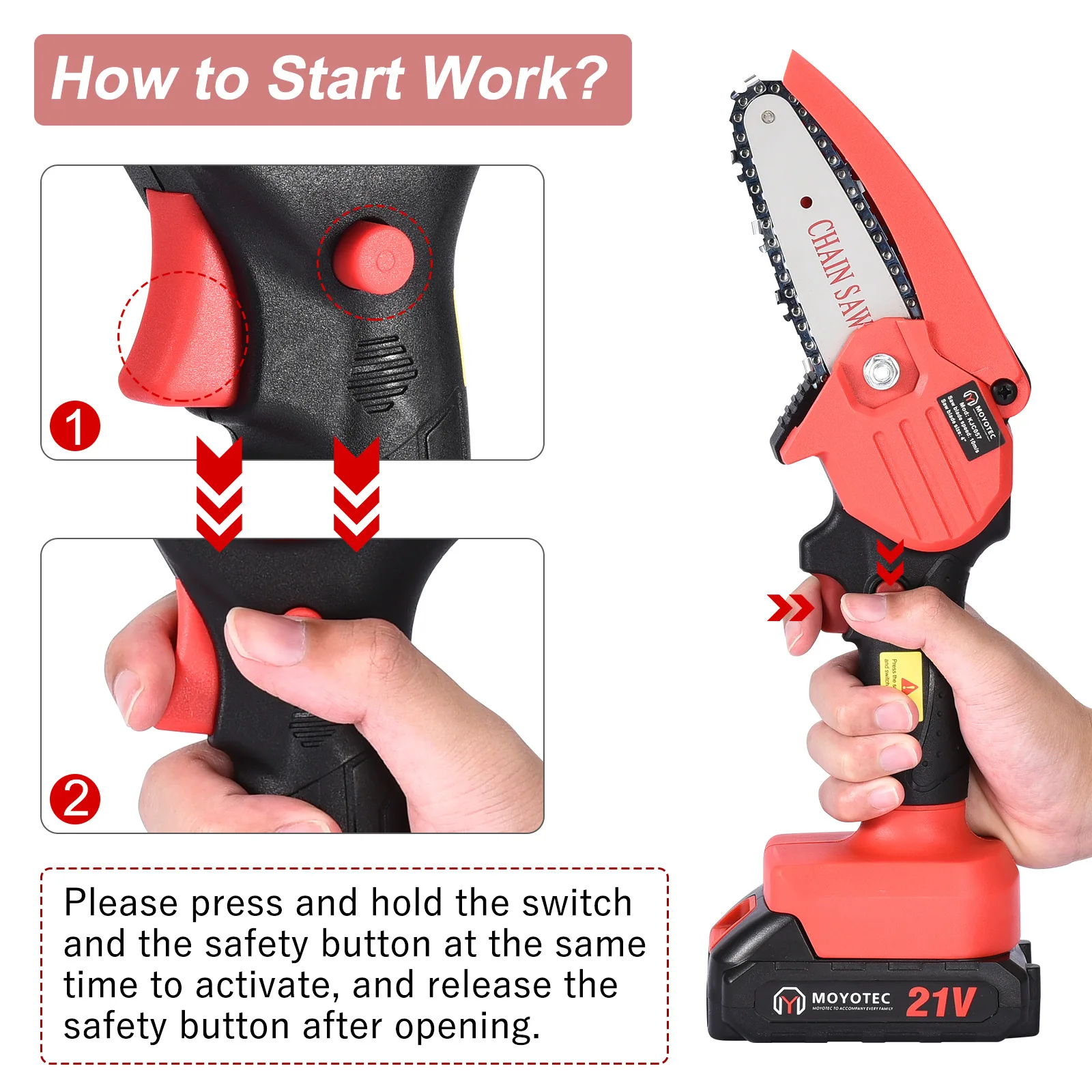 Hot Sale  Electricity High Quality Metal and Nylon Cordless Mini Chainsaw with Lithium Battery