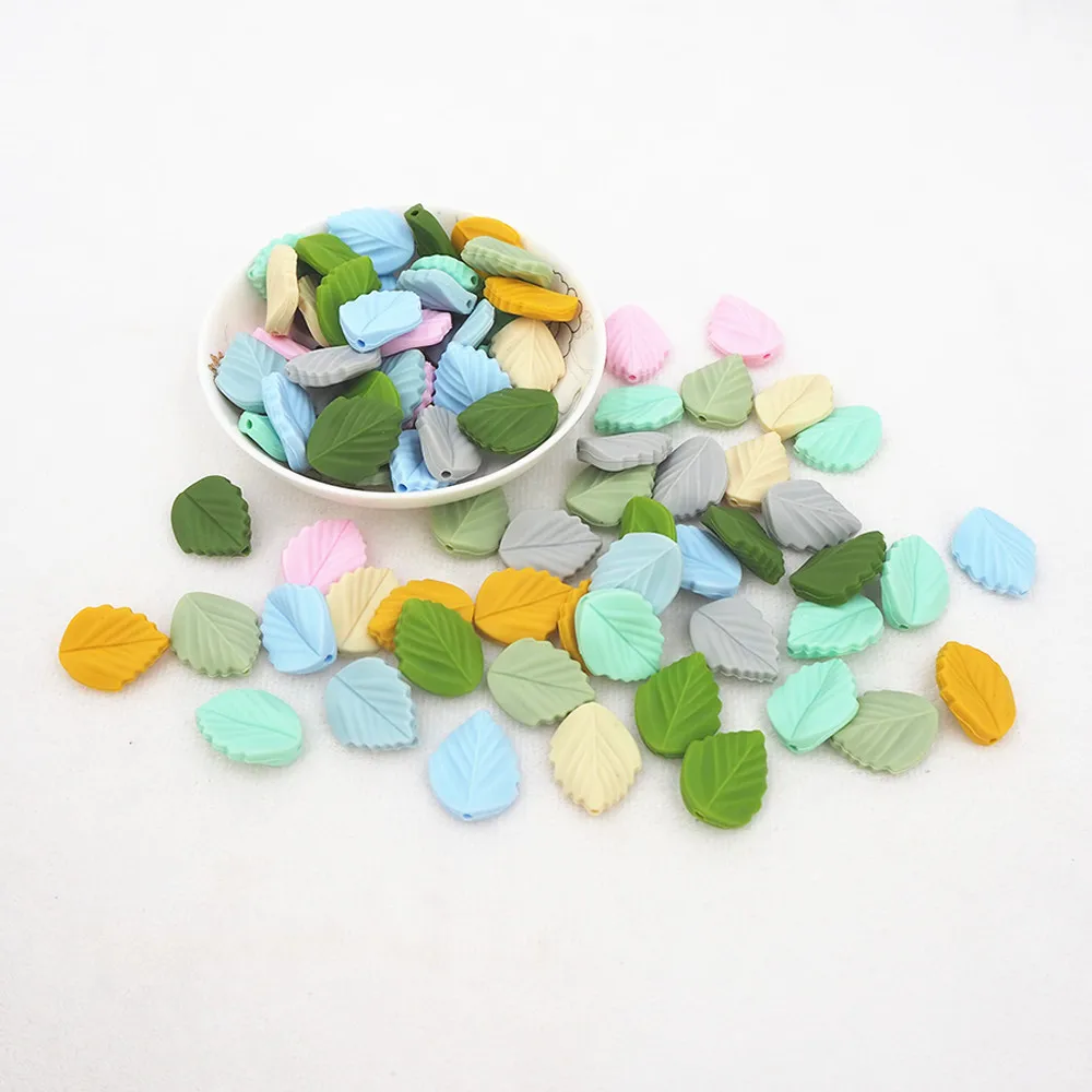 Factory Price Food Grade Leaves Baby DIY Chain Teething Toys Leaf Beads Silicone