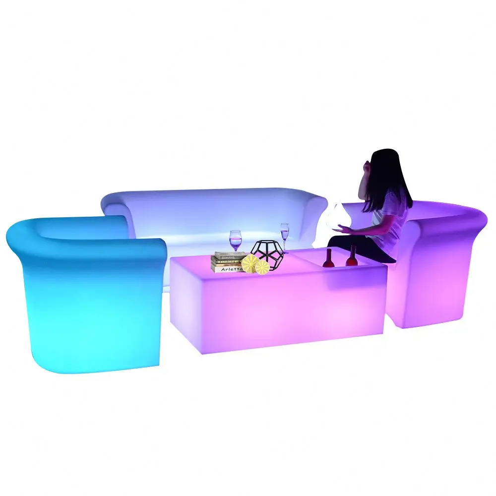Wholesale Smart & Practical LED Illuminated Lounge Plastic Furniture Practical Glow LED Sofa Chairs for Living Hotels Parks