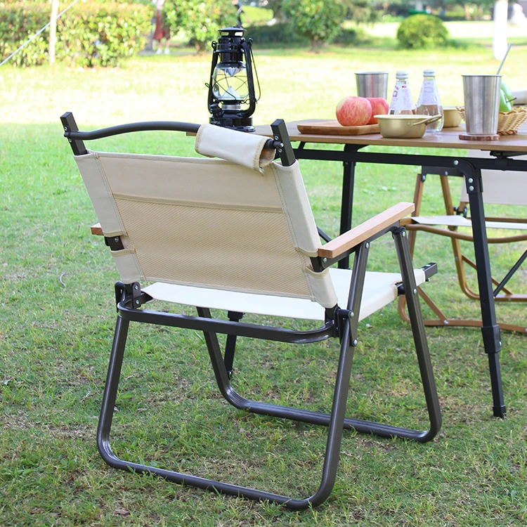 Beach Foldable Portable Lightweight Aluminum Camp Chairs Outdoor Camping Wood Pattern Easy Folding Low Chair