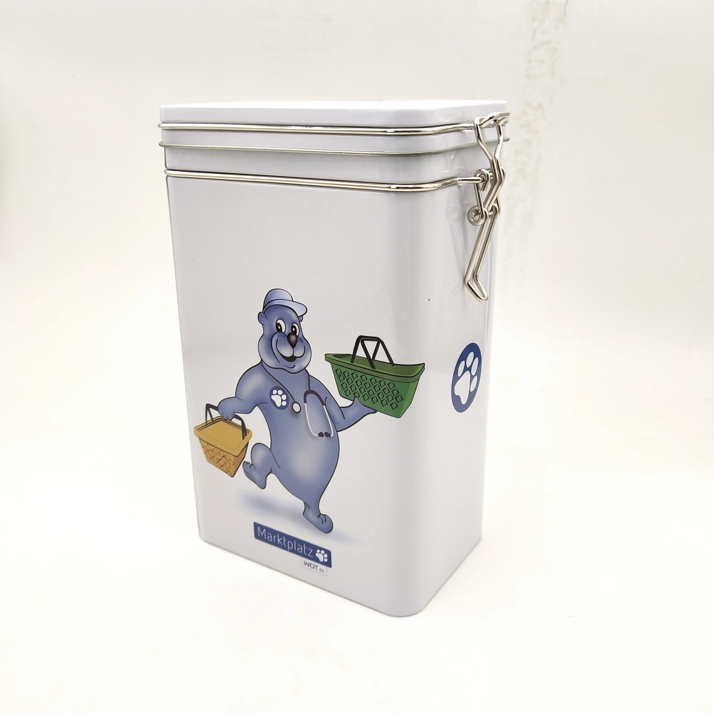 Сделанная на заказ прямоугольная металлическая чайная жестяная подарочная коробка для упаковки чая металлическая Зажимная губа