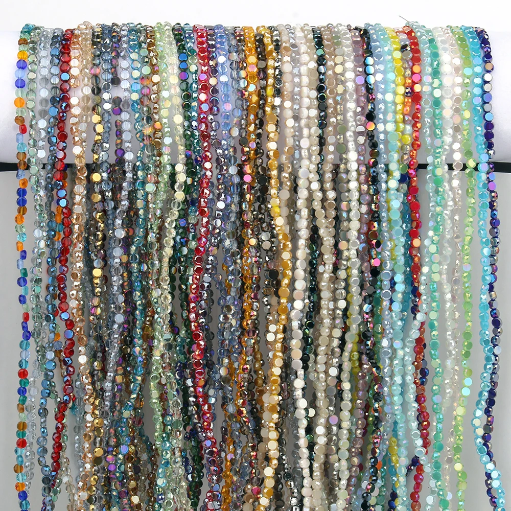 4mm Faceted Coin Round AB White Crystal Glass Loose Spacer Beads For Jewelry Making DIY