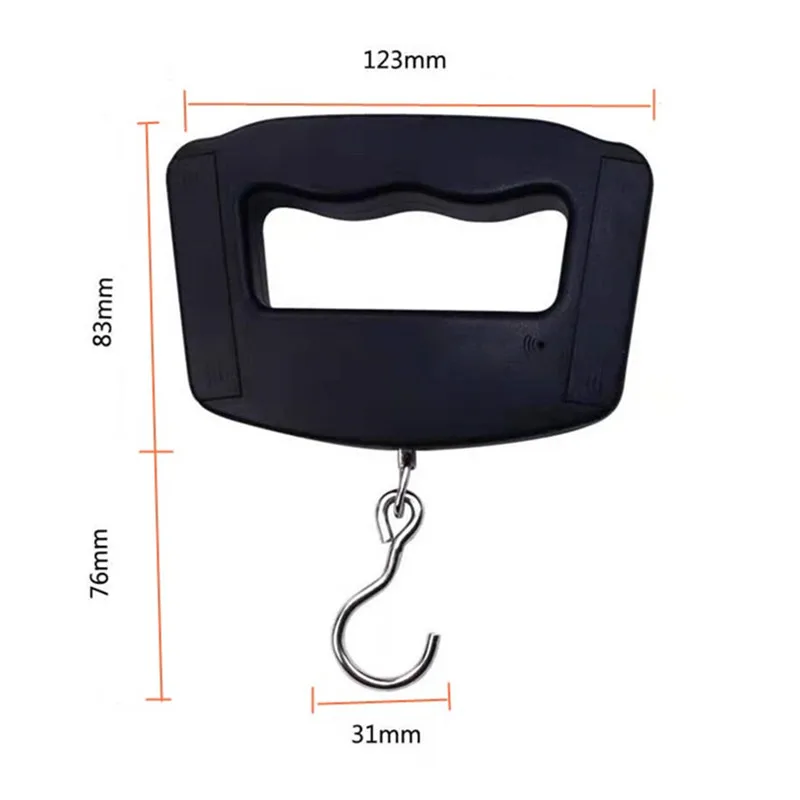 Black Luggage Scales Plastic Digital 50kg Portable Hook Luggage Scale with Belt