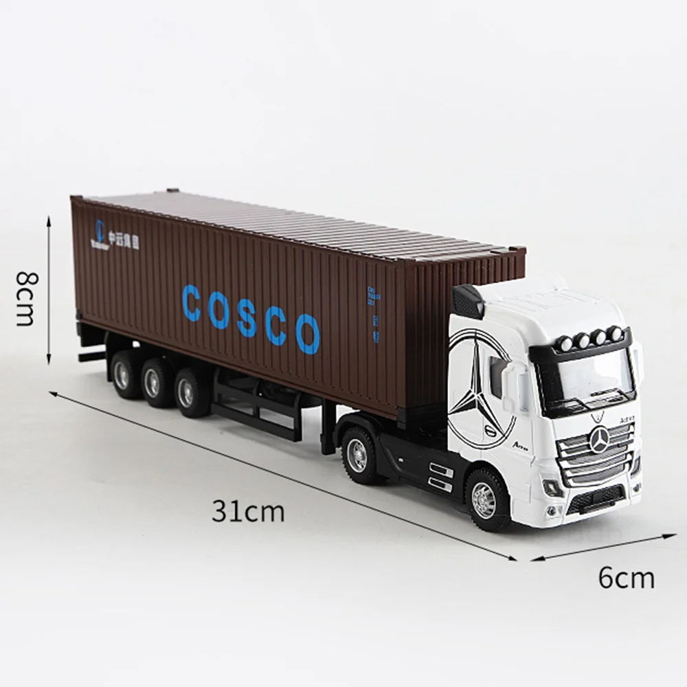 New Diecast Alloy Truck Toy Car Model Removable Engineering Transport Container Lorry Vehicle With Light Pull Back Toy For Boys