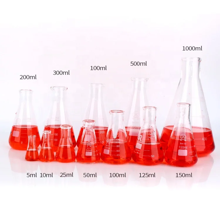 
Lab conical borosilicate glass graduations flask 5ml 10ml 25ml 50ml 100ml 200ml 300ml 500ml 1000ml 