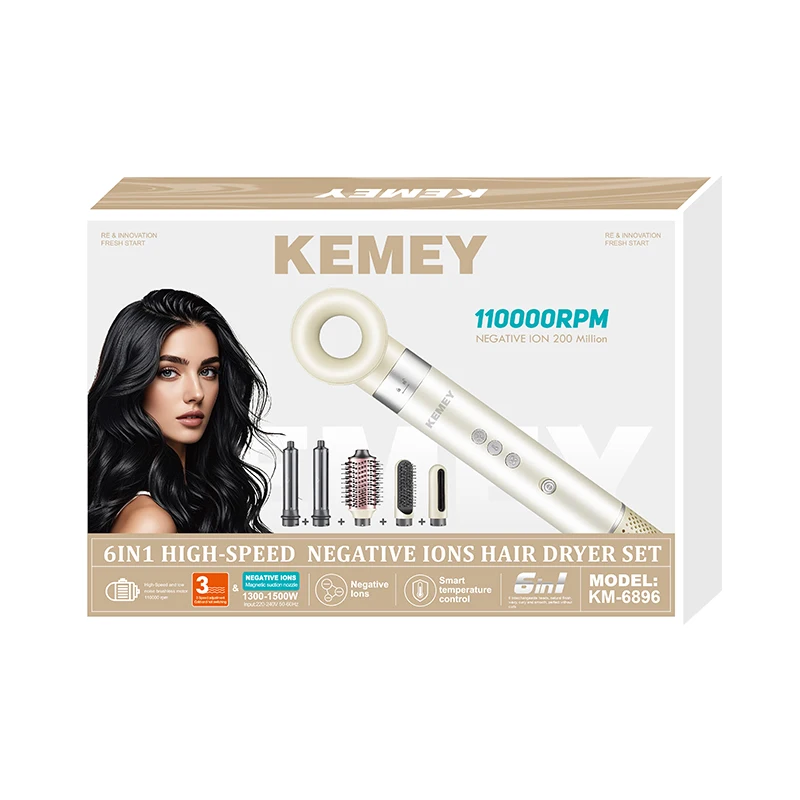 KEMEI km-6896 Multifunctional Hair Dryer Styling Tools Professional Salon High Speed Hair Blower Straightener Brush