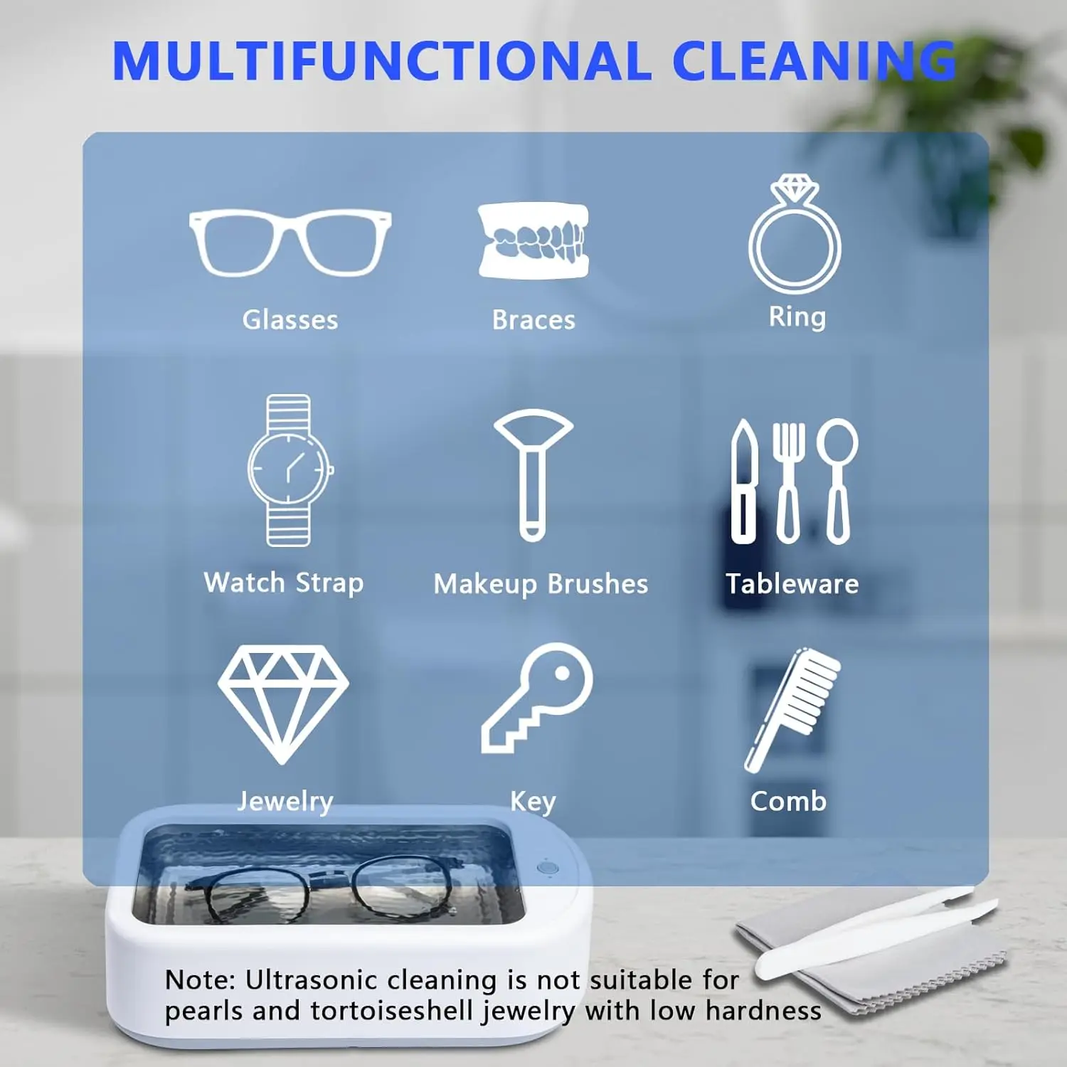 Household Ultrasonic Cleaning Machine Portable Ultrasonic Jewelry Cleaner High Frequency Vibration Washing