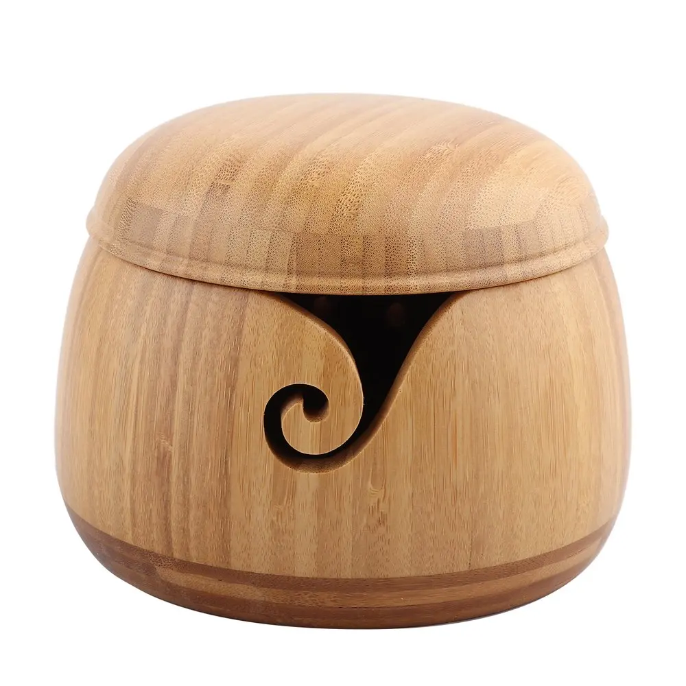 EBTOOLS Sustainable Yarn Holder, Bamboo Yarn Bowl, School For Knit Items Textile Yarn Home Decoration