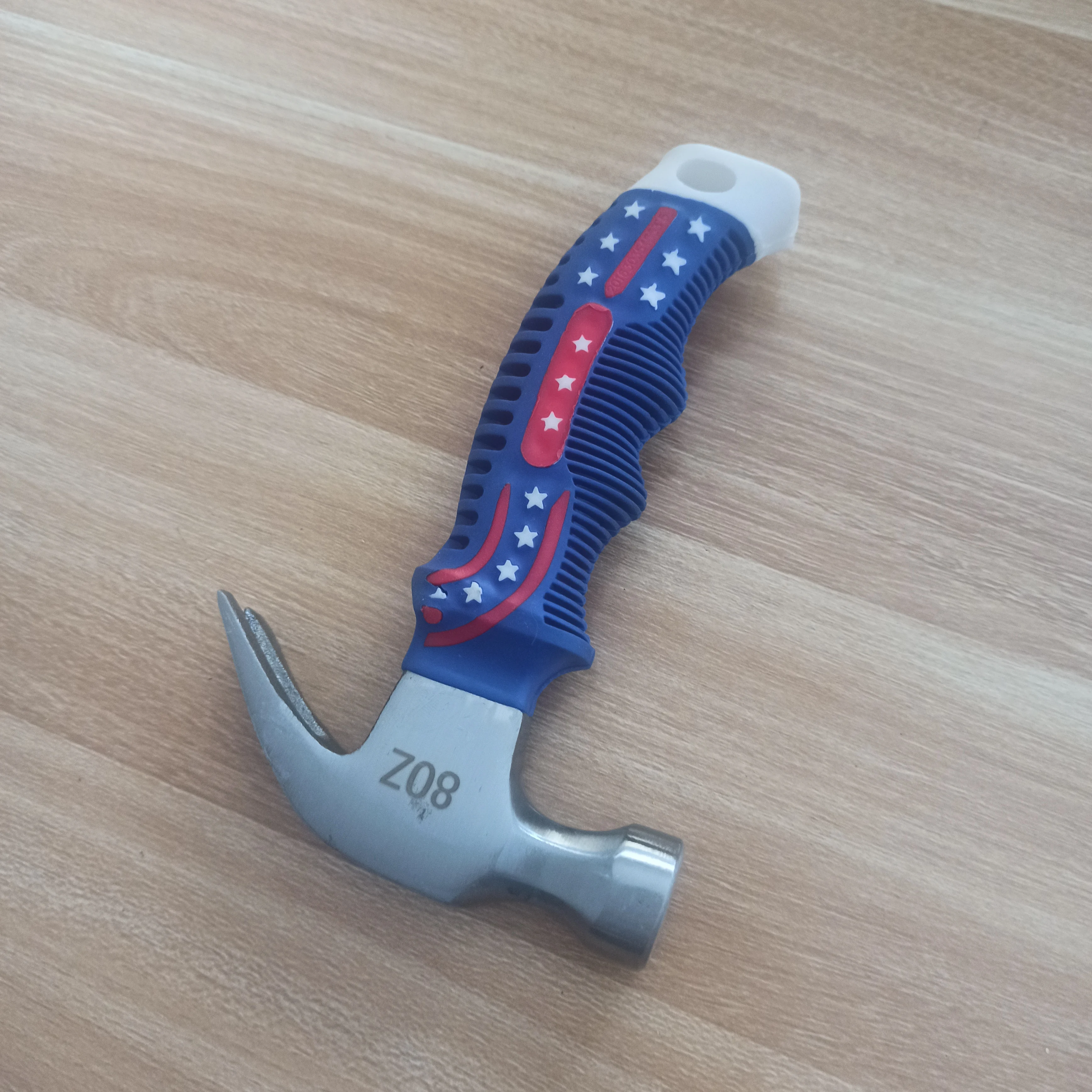 factory direct sale stars and stripes 8 oz forged steel claw hammer American flag fiberglass handle hammer