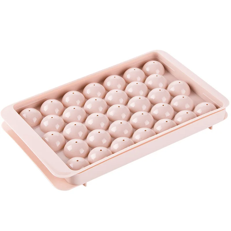 Resuable BPA Free 33 Round Mini Ice Cube Maker Round Diamond Plastic PP Ice Cube Tray Combo Round Ice Ball Mould