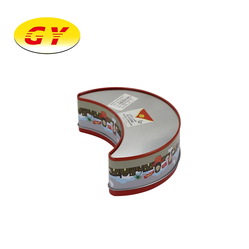 
Hot sale christmas tin box creative candy biscuit box moon shaped metal tin 