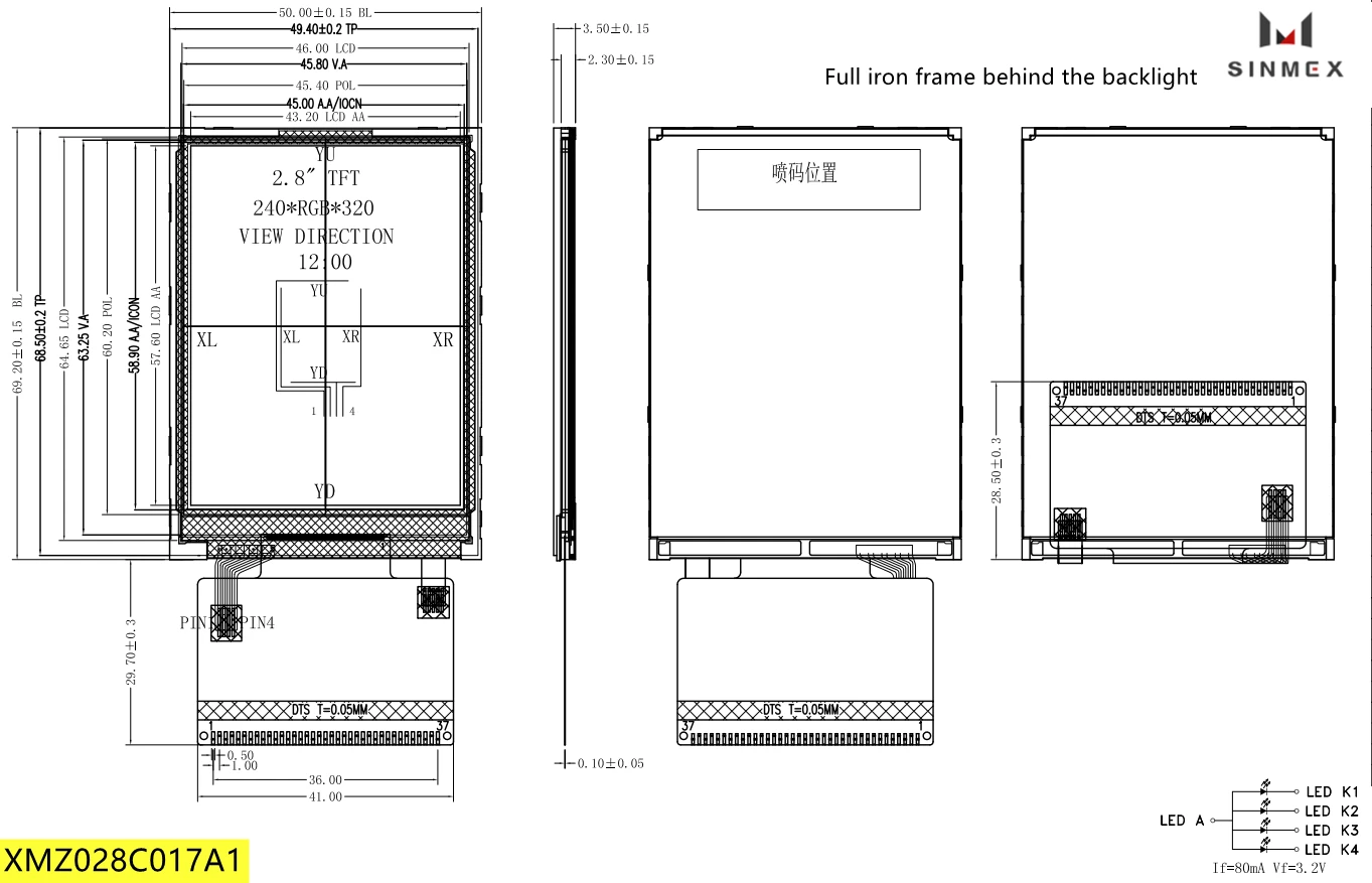 100% original new 2.8 inch TN 240*320 MCU 16Bit  interface ST7789V display lcd for smart home