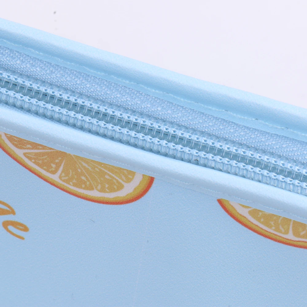 Wholesale Customized Orange Printed Light Blue Skype Cosmetic Bag Set Makeup Bags For Ladies Women