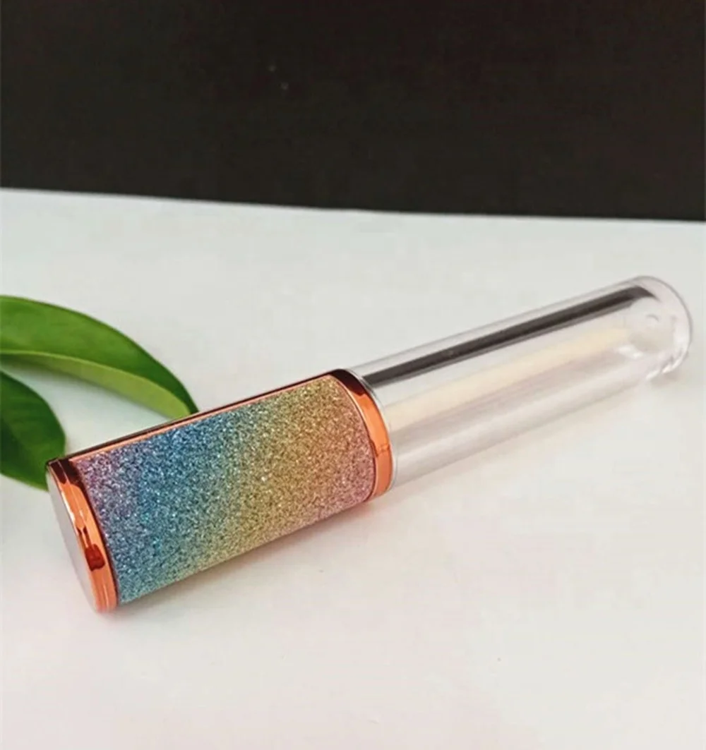 2021 низкий минимальный объем заказа, оптовая продажа, пустая круглая блестящая тушь для ресниц, упаковка в радужную бутылку для ресниц, тюбик для блеска для губ с кисточкой