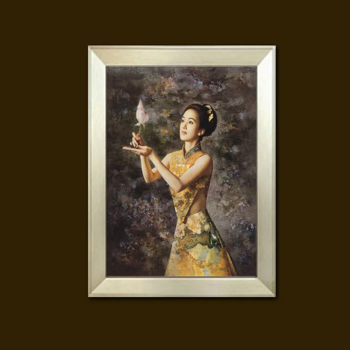 Western-Style Oil Painting Portrait Art Wall Holding Pottery Female Hotel Bathroom Decoration Painting