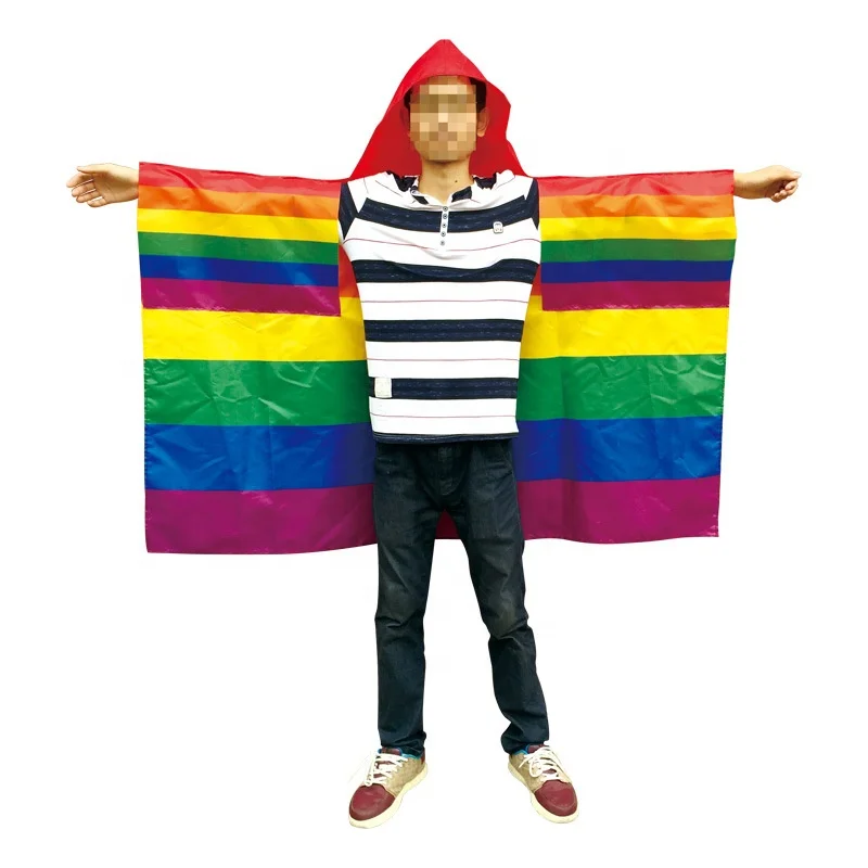 Cheap Fast Delivery Gay LGBTQ Pride Rainbow Body Flag With Hat