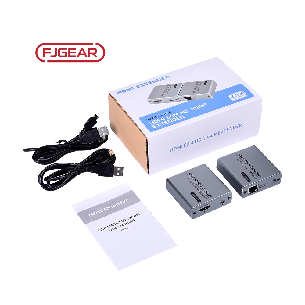 Fjgear Utp Hdmi To Lan 60M Hdmi Extender 1920*1080P/60Hz 1080P Hd Image Quality Hdmi Kvm Extender 60M 4K