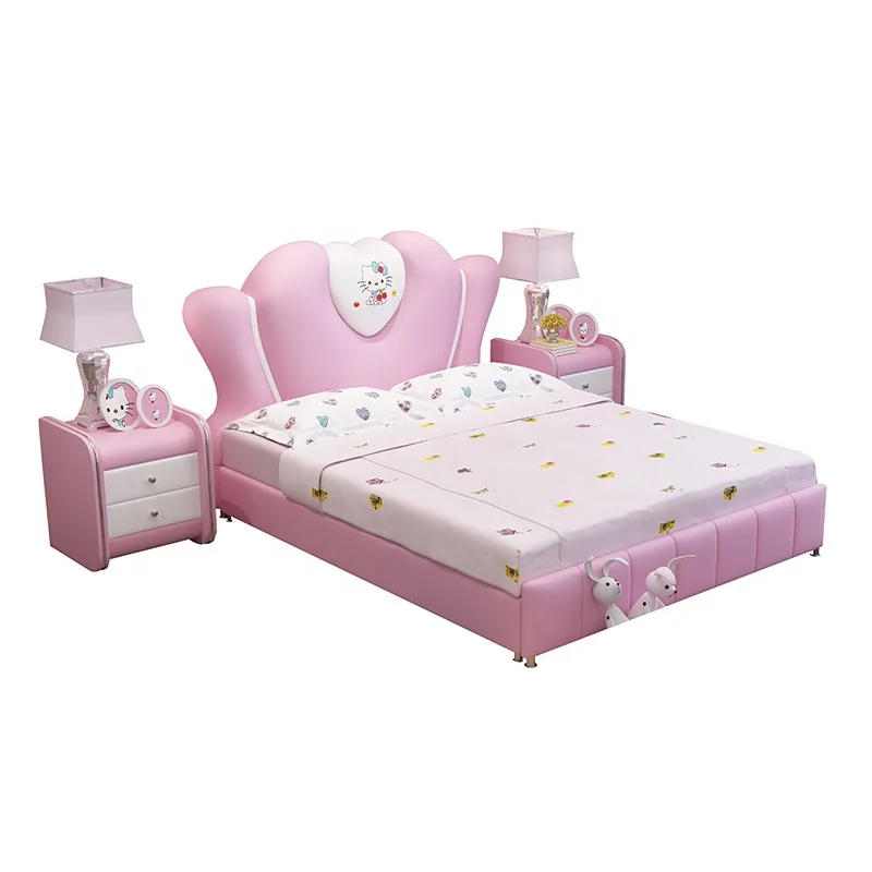 
Latest double bed designs pink color children bed girls folding kids bed with storage CB07 