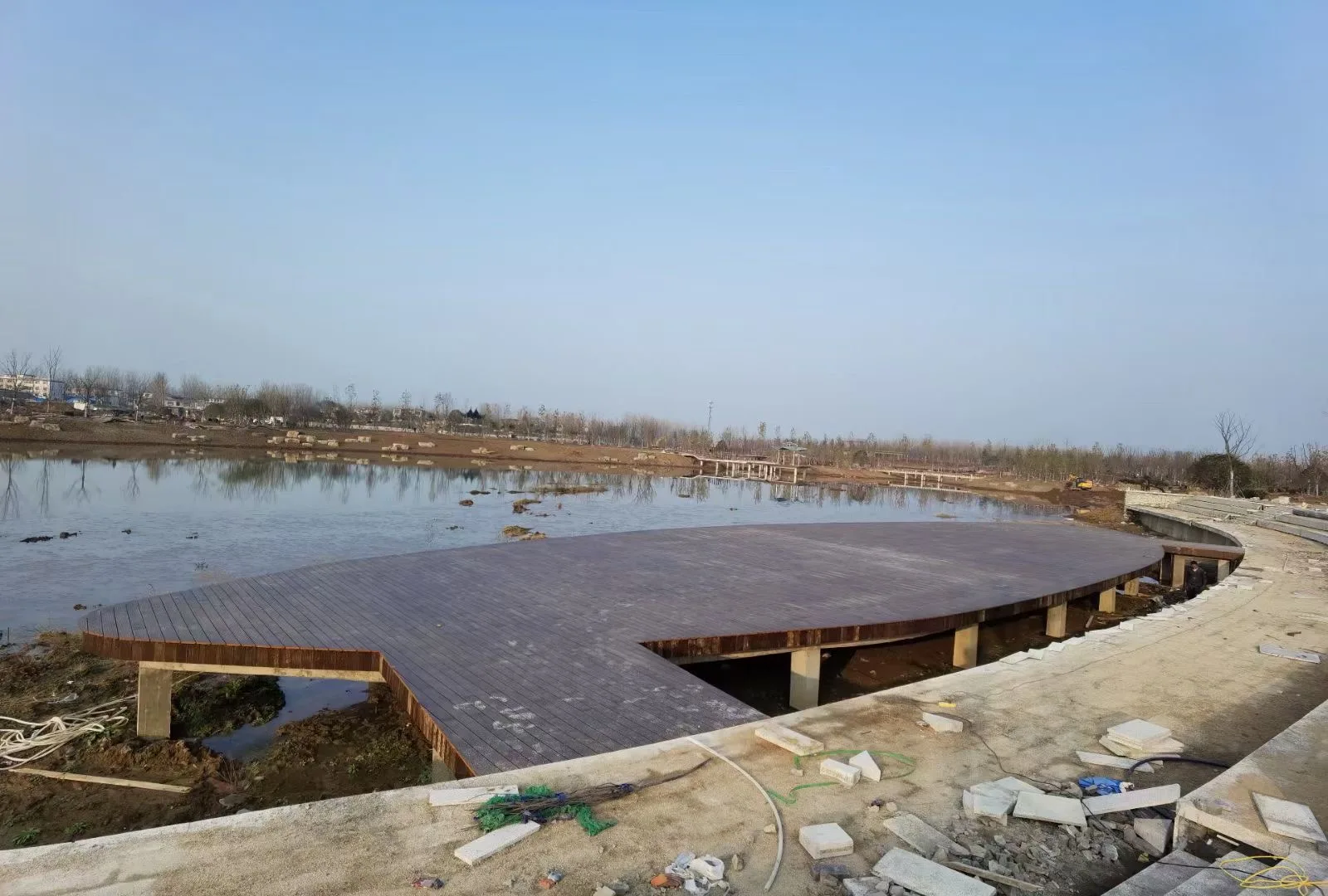 Manufacturer Wear-Resistant Piso De Bambu Strand Woven Tile Flooring for Courtyard Garden Park Seaside