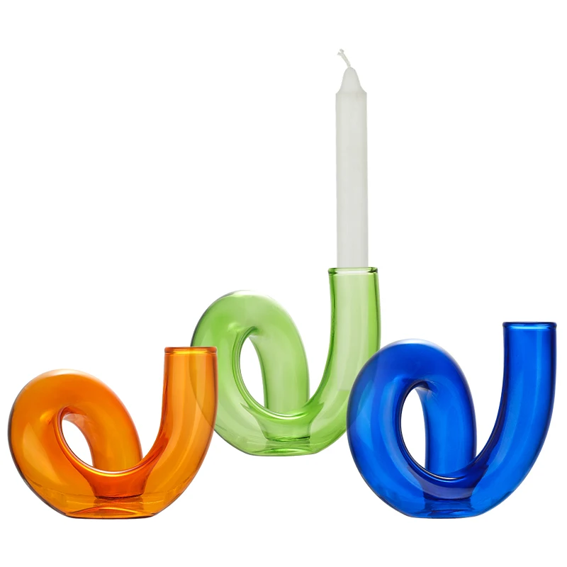New Glass Candle Holders Candlestick Holder Multi Use Creative Glass Flower Vase for Home Decor