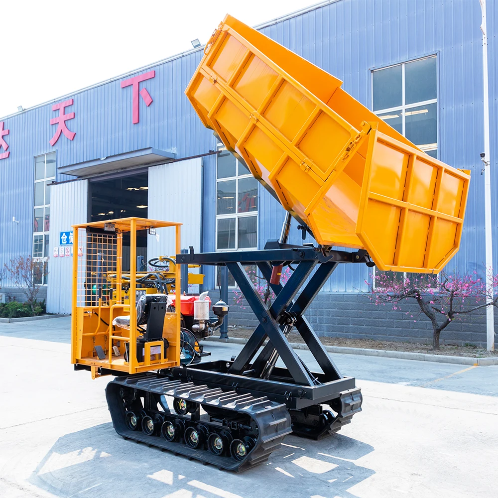 chinese high quality oem track crawler hydraulic 1000kg mini dumper for oil palm plantations