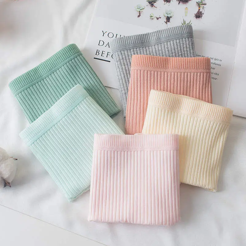 
Algodon comfortable lady undies with lace leg middle waist ribbed women panty 