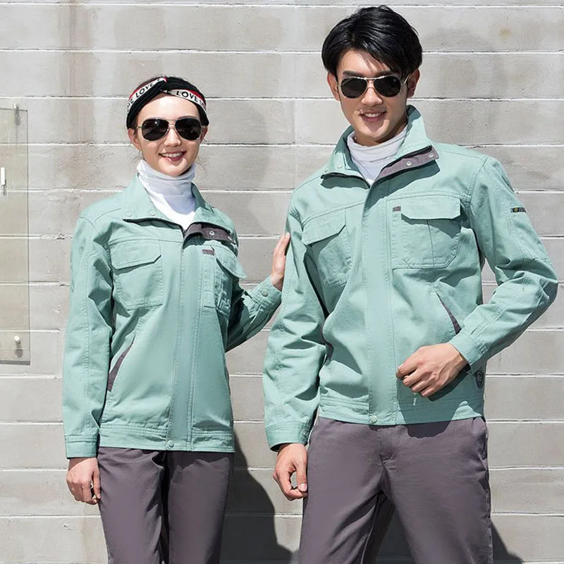 Autumn young men and women simple fashion workers workshop work suit uniform