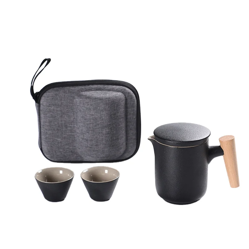 Travel Tea Set Teapot with Ceramic Infuser and 2 Ceramic Teacups,Portable with Carrying Case welcome custom