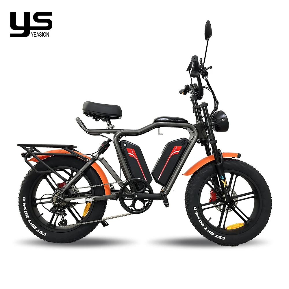 Chinese Ebike Manufacturer Dual Battery 44Ah 1000W Motor Bike Fat Tyre Full Suspension Oil Brake Fast Electric Bicycle For Man