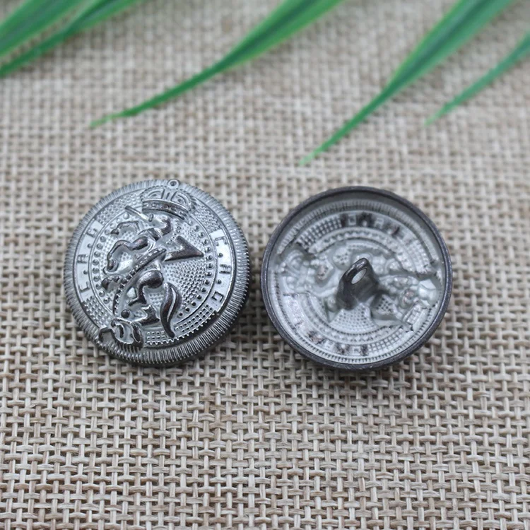 Factory wholesale fashion design horse pattern logo embossed shank sewing button for suit,25mm shank metal button