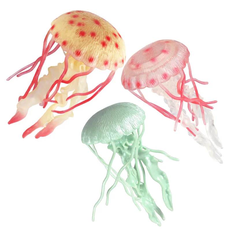 Oenux Wholesale PVC Ocean Animal Action Figures Jellyfish SeaLife Plastic Model Party Favor Home Decoration Kids Gift Toy