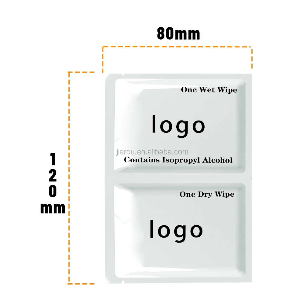 Twin pack sachets cleaning wet wipes with custom printing