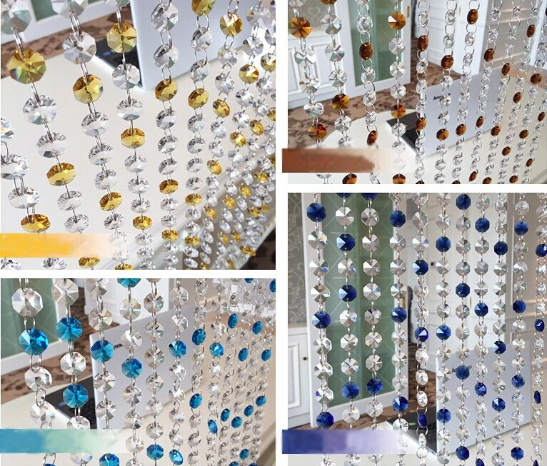 Prisms crystal glass Octagonal Beads with string strands for curtain Pendant Chandeliers
