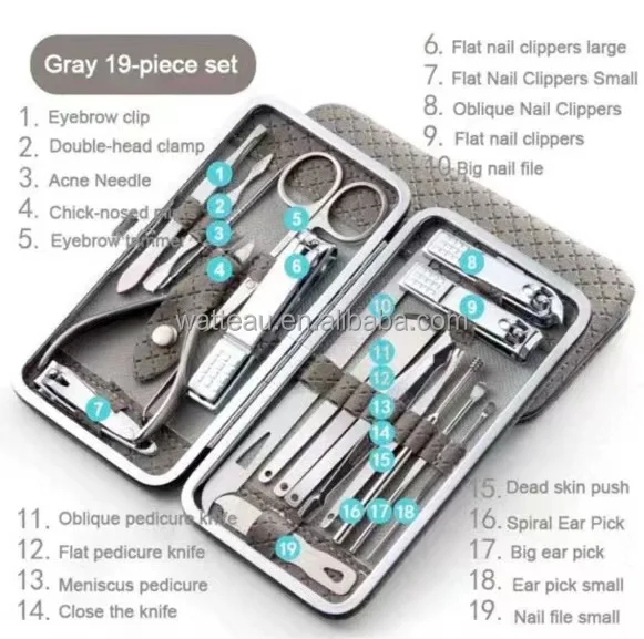 19 pieces Manicure Pedicure Set 19Pcs Manicure Set Cuticle Dead Skin Nail Clippers Set Toe Nail Cutter Tool Kit