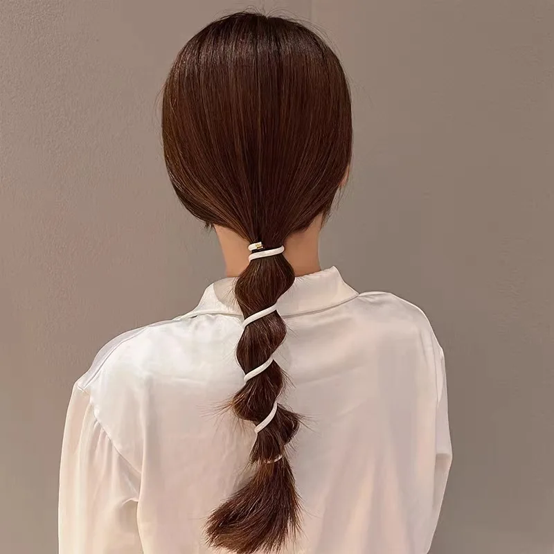 7cm Elastic Telephone Wire Cords Hair Bands With Metal Hooks Japanese Weaving Ponytail Artifact Tools Girl Hair Tie Bun-Head Hol