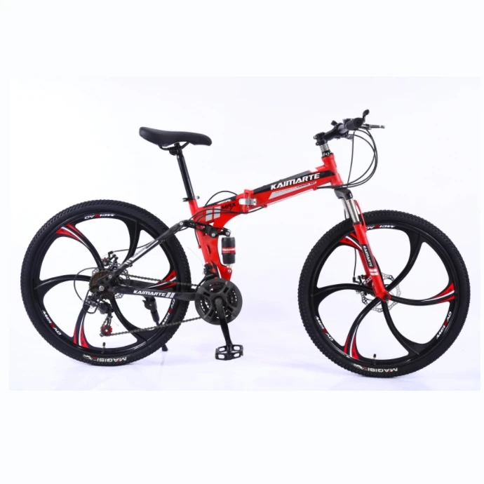 Wholesale 26inch Foldable Mountain Bike Carbon Steel Frame 21 Speed Dual Disc Brake Suspension Front Fork