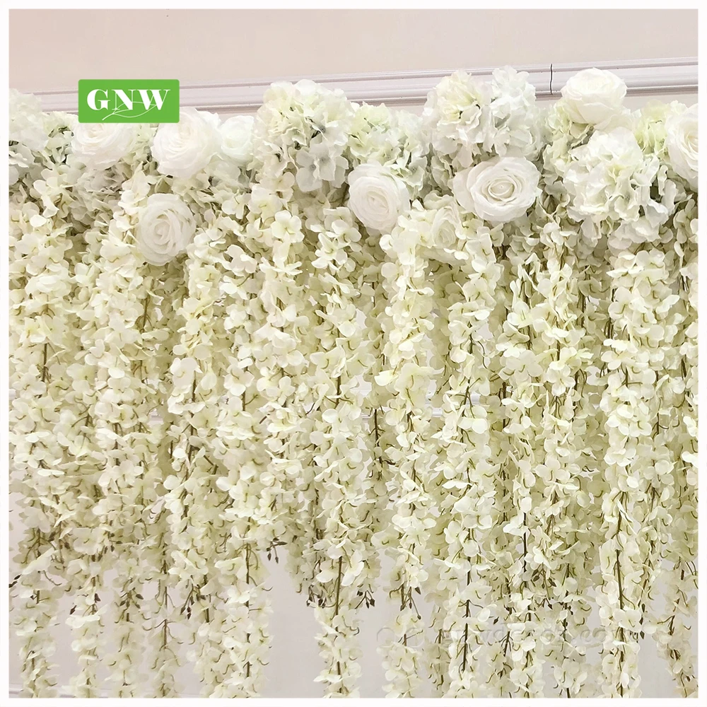 GNW Hanging Wisteria artificial Flower Backdrop Decor Wedding Backdrop Draping white flowers decoration