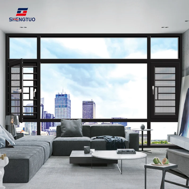 Modern design double glazed aluminum windows in pakistan factory price aluminum windows with mosquitoes net