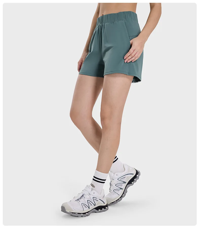 OEM Spring and summer new tension-adjusted loose lulu yoga three-minute pants outdoor leisure fitness running shorts for women